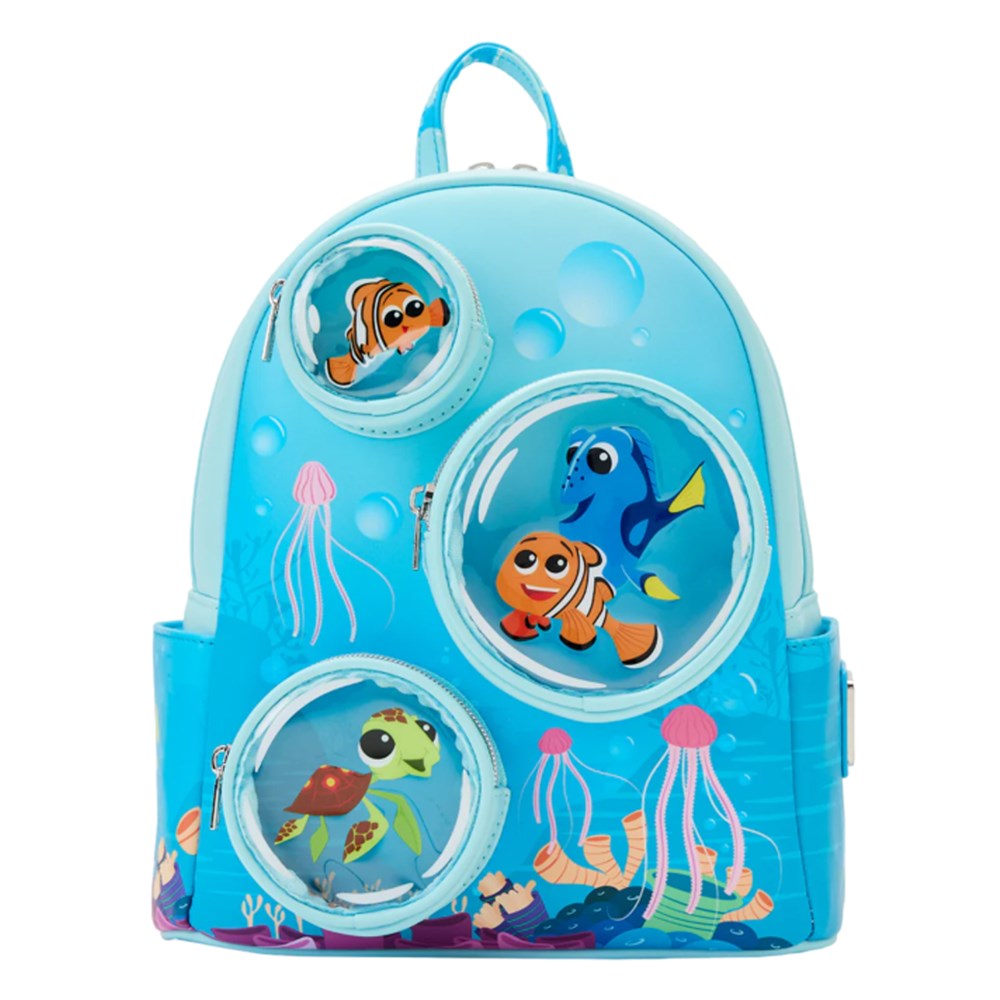 Loungefly! Leather: Disney Finding Nemo 20Th Anniversary Bubble Pockets Mini Backpack