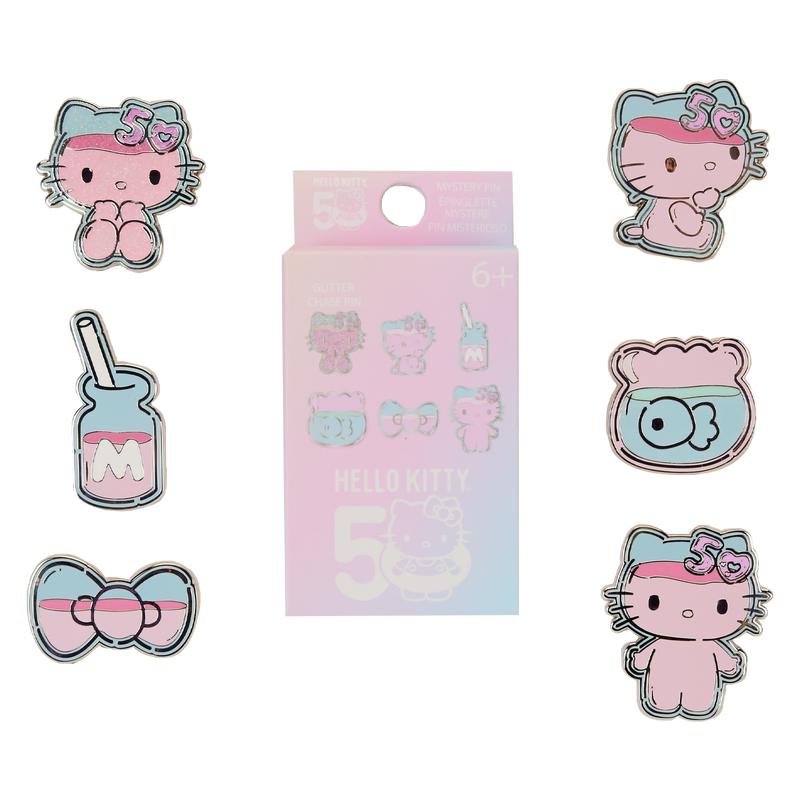 Loungefly! Blind Box Pin: Hello Kitty 50th Anniversary Clear and Cute Mystery Box