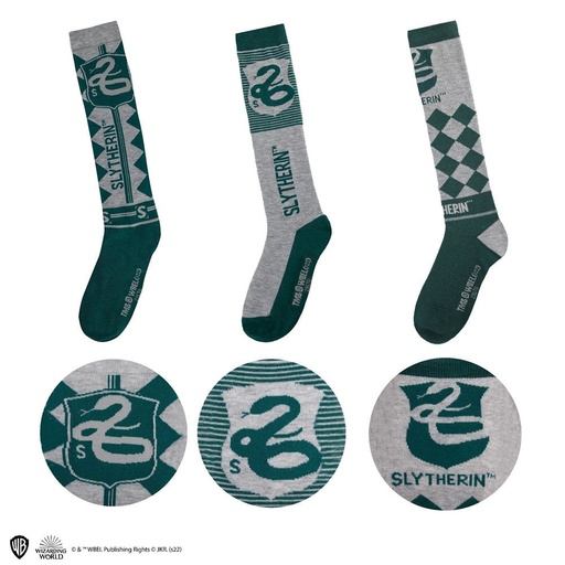[CR9228] Cinereplica: Socks Set of 3 - Knee High Slytherin