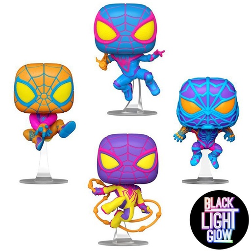 [FU69140] Pop! Marvel: Miles Morales 4 pack (BLKLT)(Exc)
