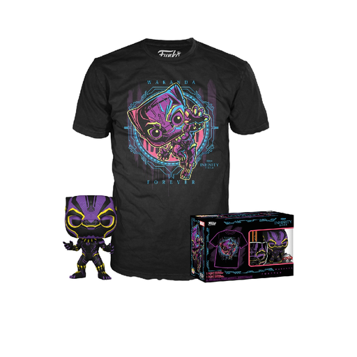 [FT58518] Pop! & Tee: Marvel Blacklight- Black Panther (L)